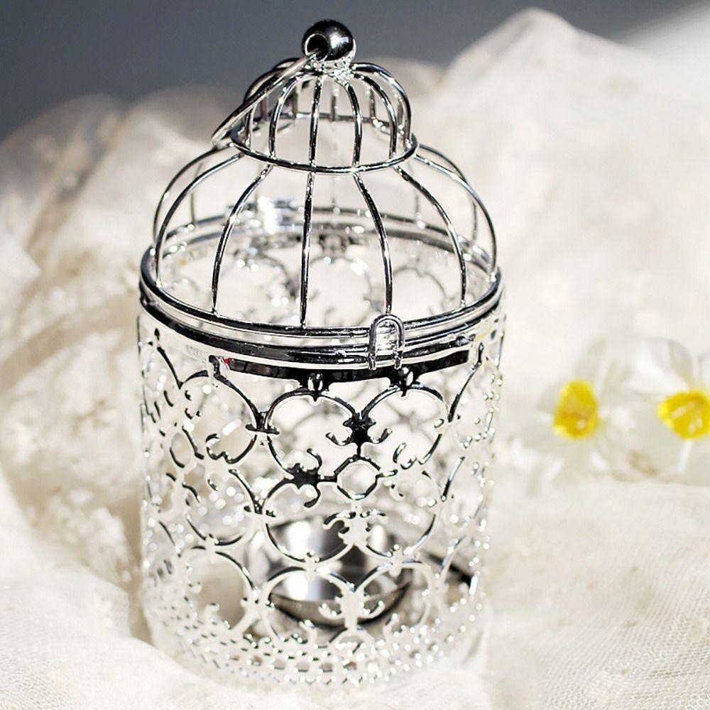 Iron Art Candle Holder Bird Cage Desktop Ornament Craft Wedding Ornament