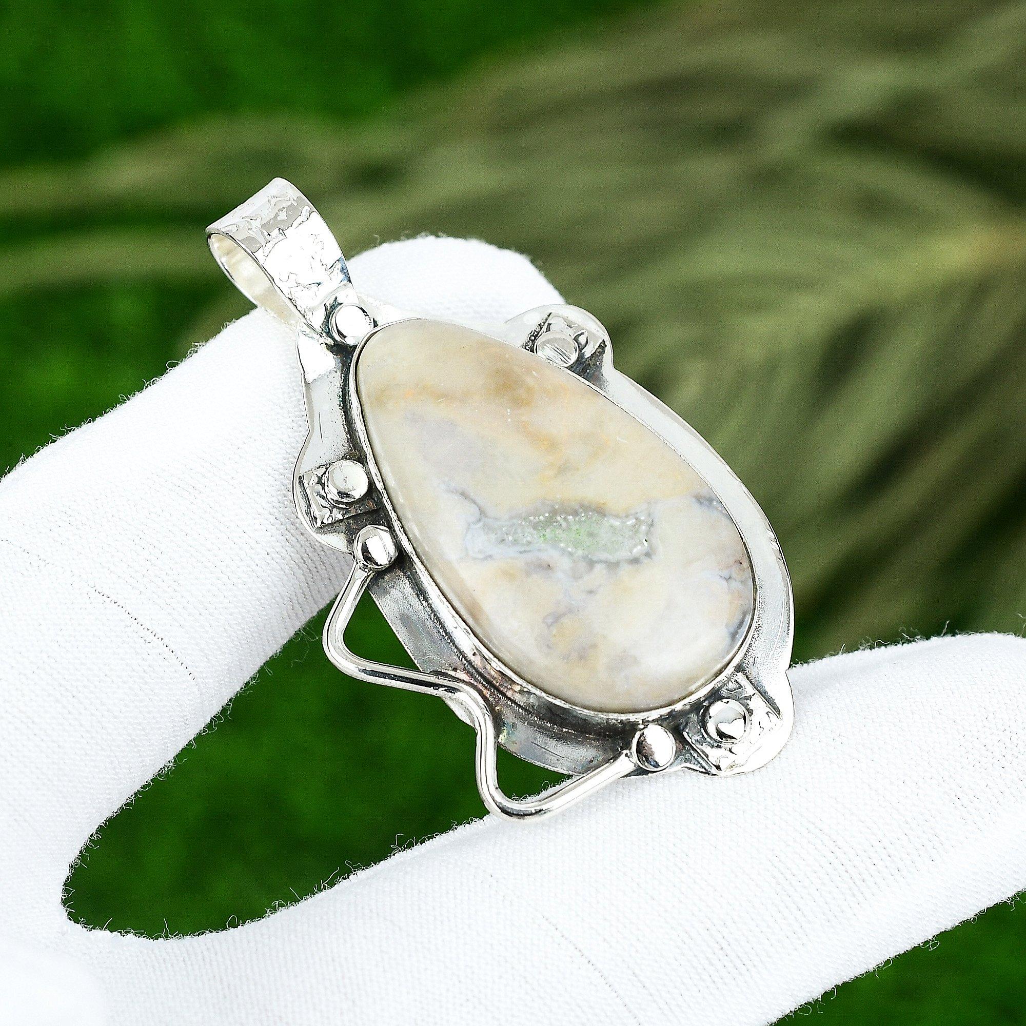 

Sisters Day Deal 925 Sterling Silver Porcelain Jasper Stone Handcrafted Pendant