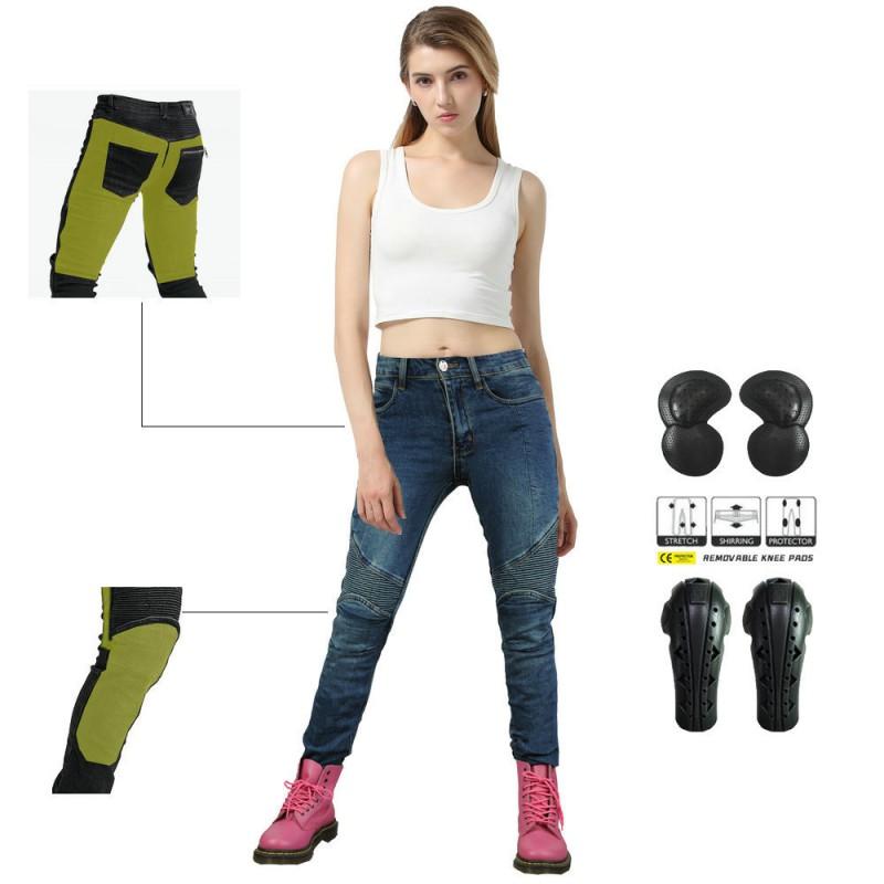 Womens Motorcycle Riding Pants With Kevlar Reinforcement Anti-Tear Crash Protection Full-Length Armor