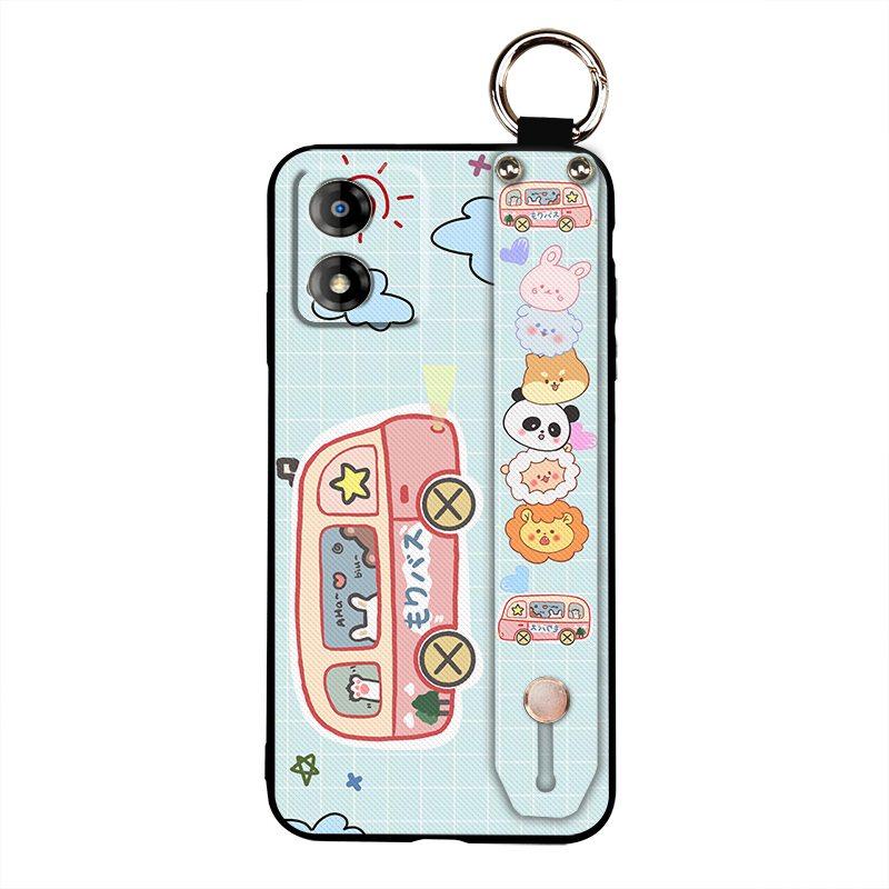 Ring Cartoon Phone Case For MOTO E13 Dirt-resistant Kickstand Waterproof Shockproof Wristband Cute Anti-knock Anti-dust