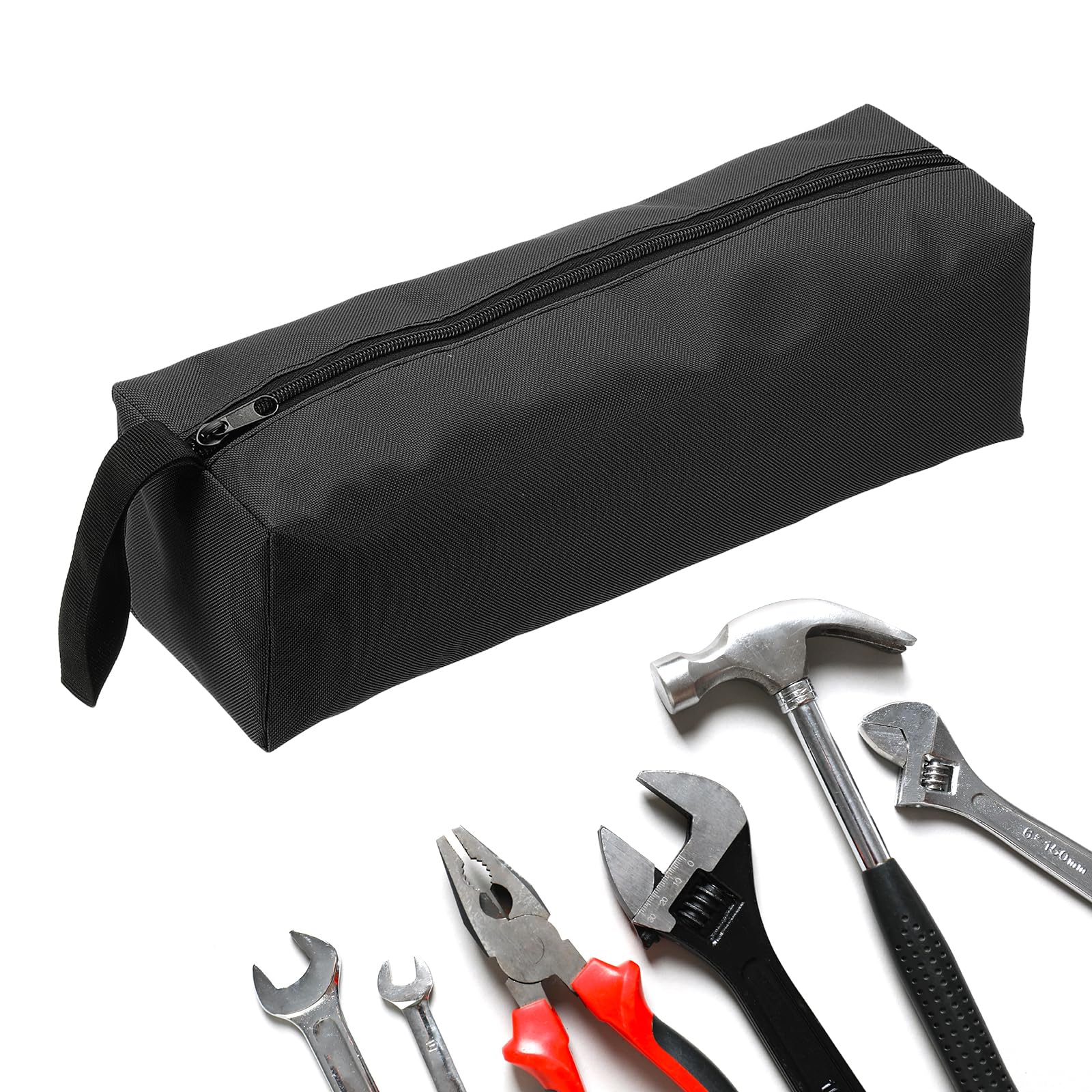 

uxcell Zipper Utility Tool Multipurpose Oxford Cloth Tote Tool Small Organizer Bag for Electricians and Black Bag, 13.8x4x4 Inch, Pouch, Screwdrivers,