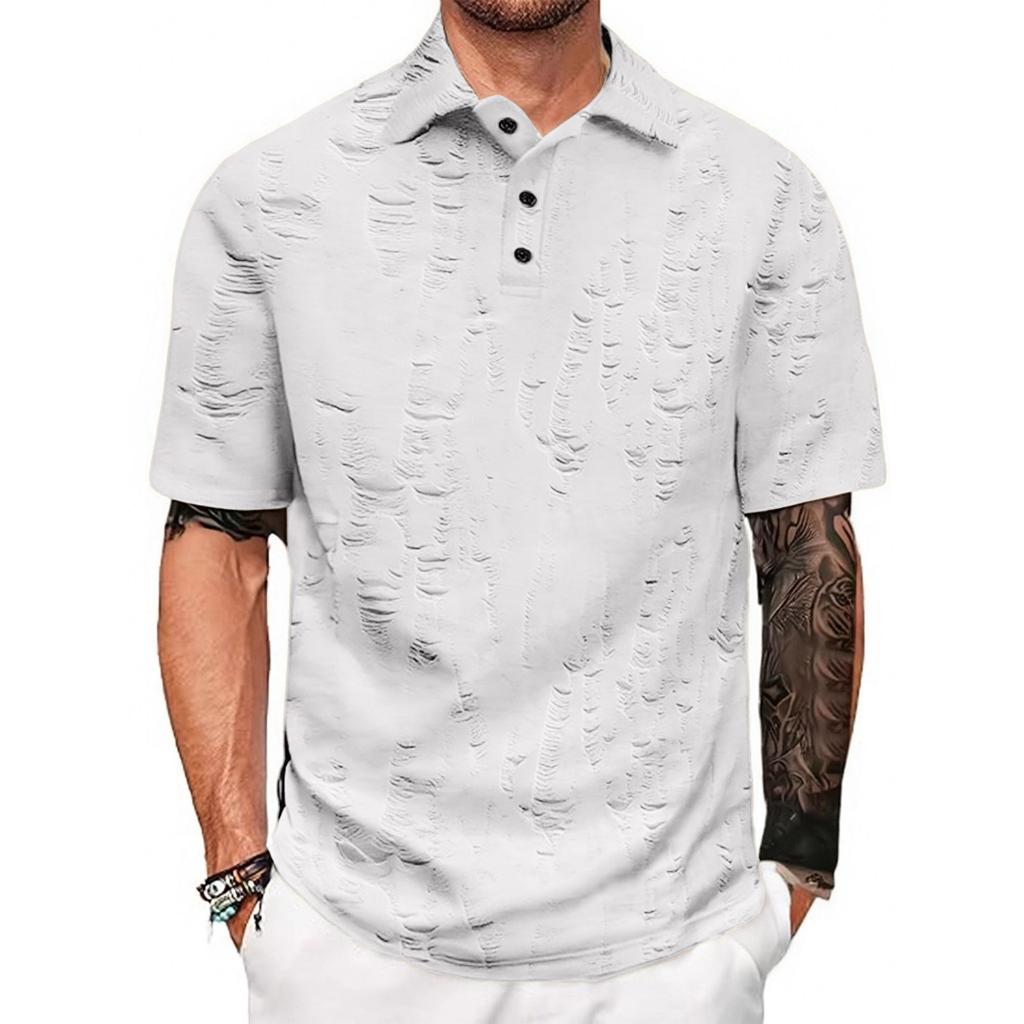 Men's Shirt Loose Casual Shirt Ripped Short Sleeve Casual