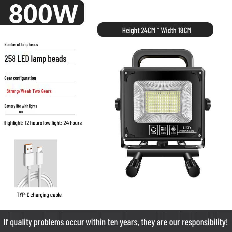 Emergency LED Floodlight for Camping, Night Markets, and Power Outages