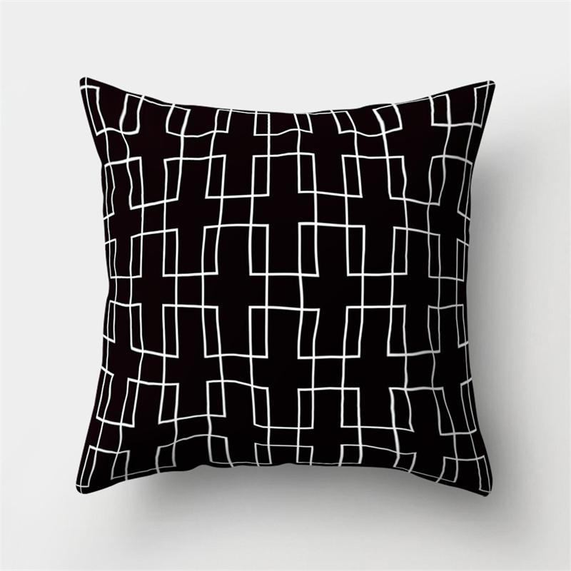 Simple Black and White Geometric Art Pattern Cushion Cover Home Living Room Sofa Decoration Square Pillow Pillow Cover