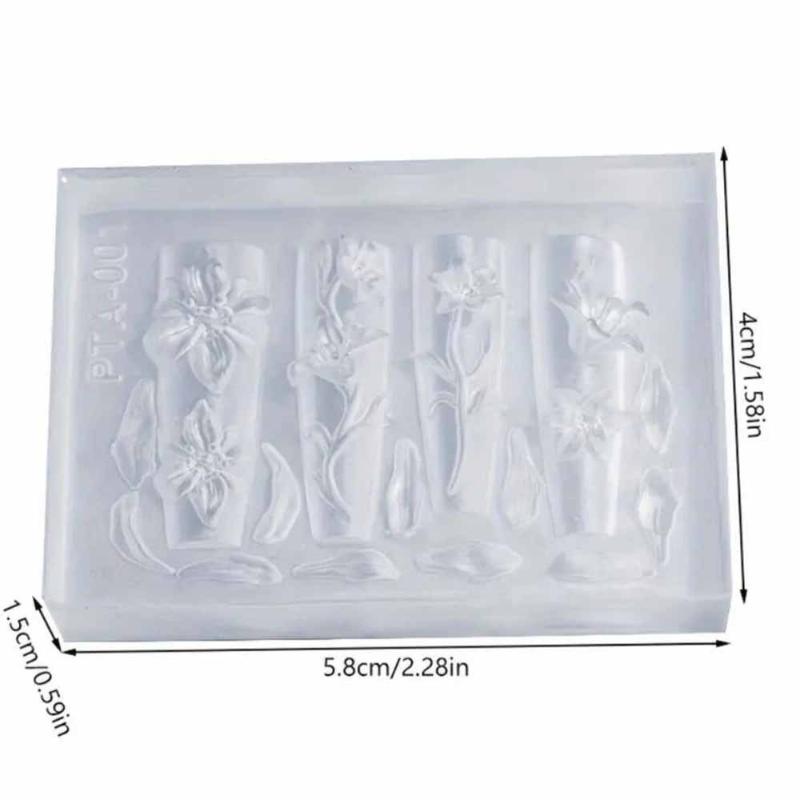 3D Silicone Flower Nail Mold – Lily & Hibiscus Petals, 2/3Pcs Resin Epoxy Modeling Template for Nail Art