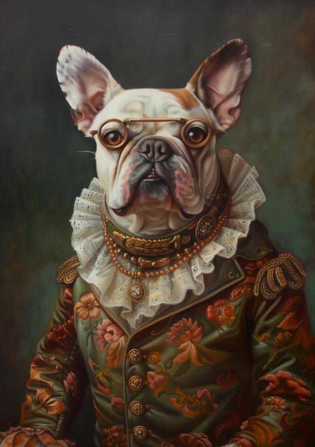 Premium Vintage Royal Animal Pet Portrait Posters and Prints Canvas Printing Wall Art Picture for Living Room Home Decor Gifts