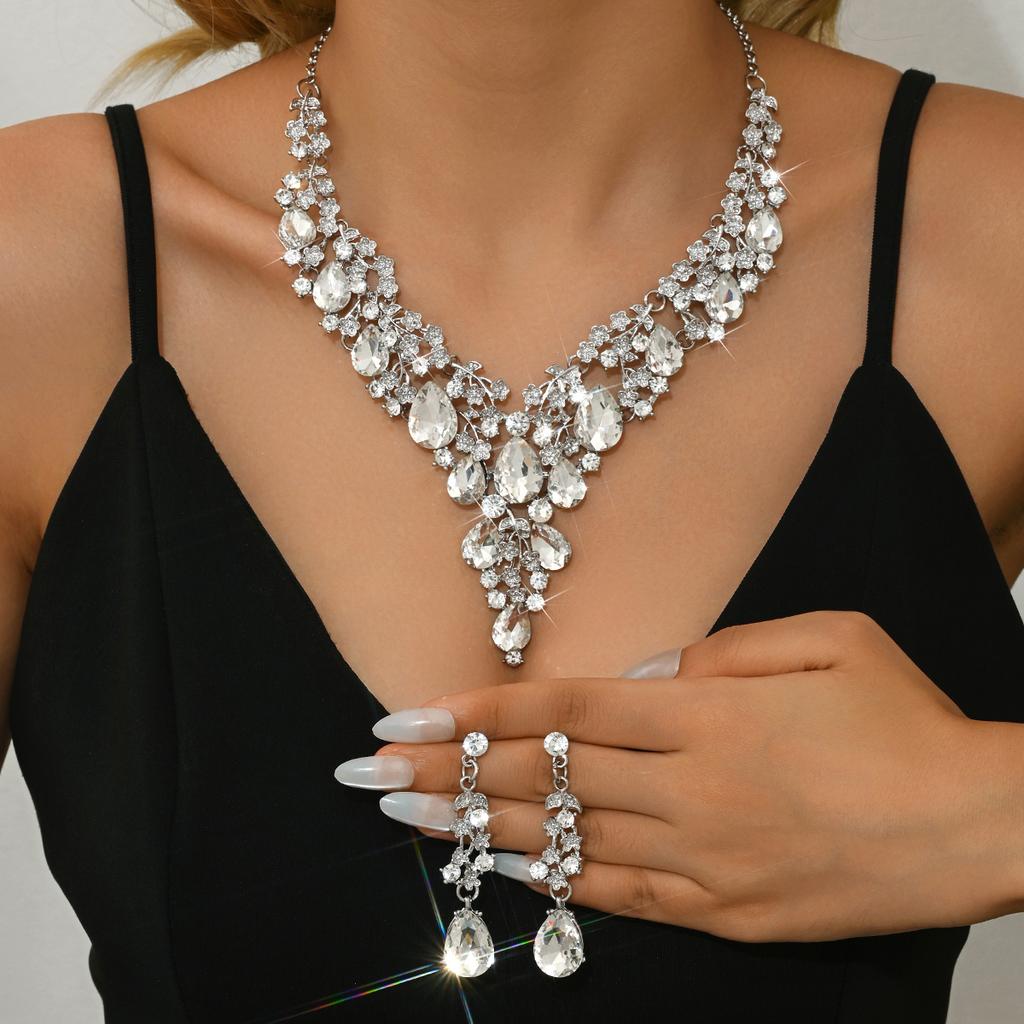 Hot selling necklace, earring set, wedding dress accessories, new foreign trade source in Europe and America