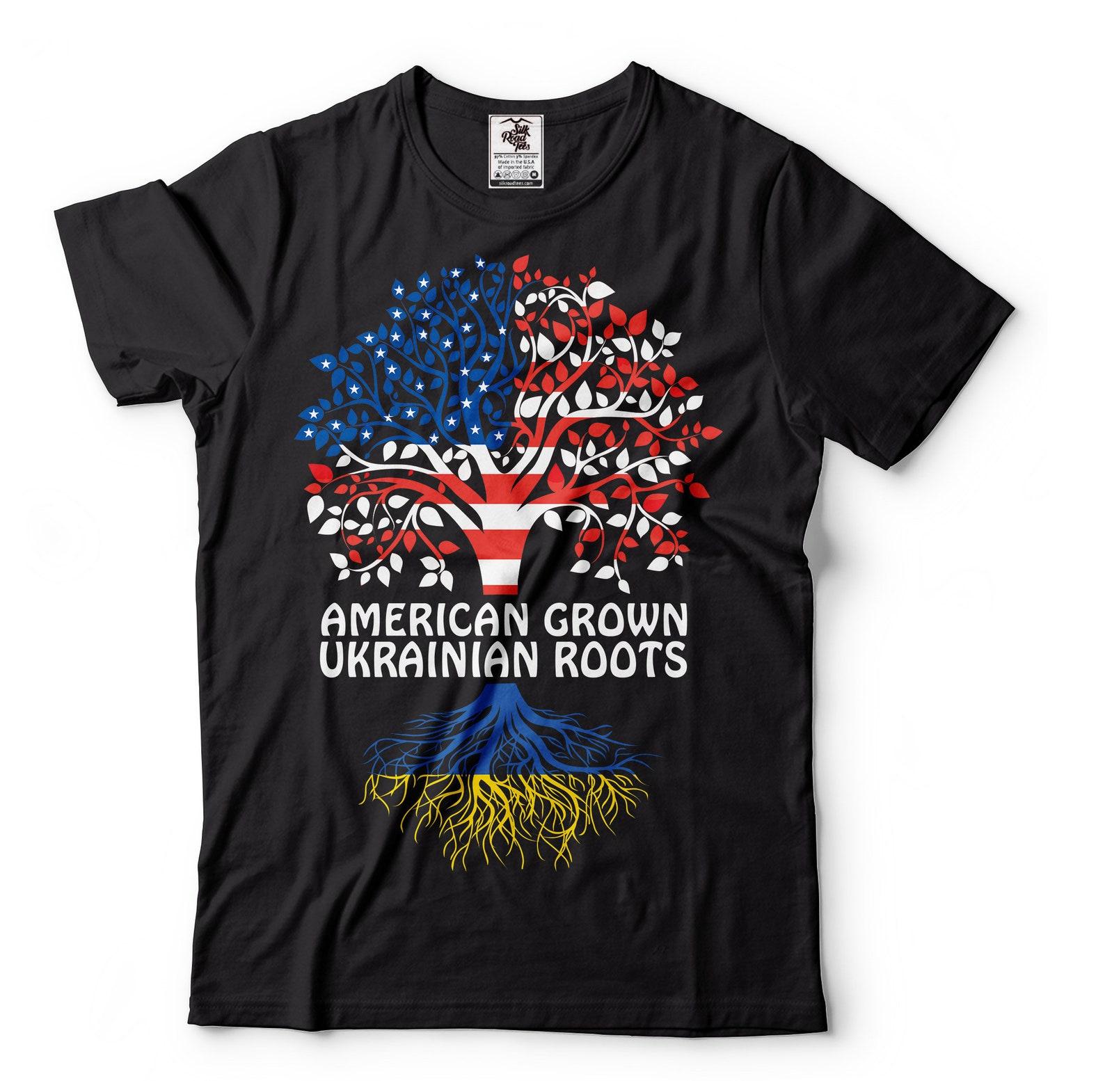 American Grown Ukrainian Roots Shirt Ukrainian Gifts Ukraine USA Shirt American Ukrainian Shirts Ukraine Patriotic Shirt Ukraine Tees 2XL
