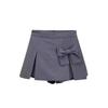 2024 Summer Women's Gray A-Line Bow Slit Bodycon Skirt-Shorts