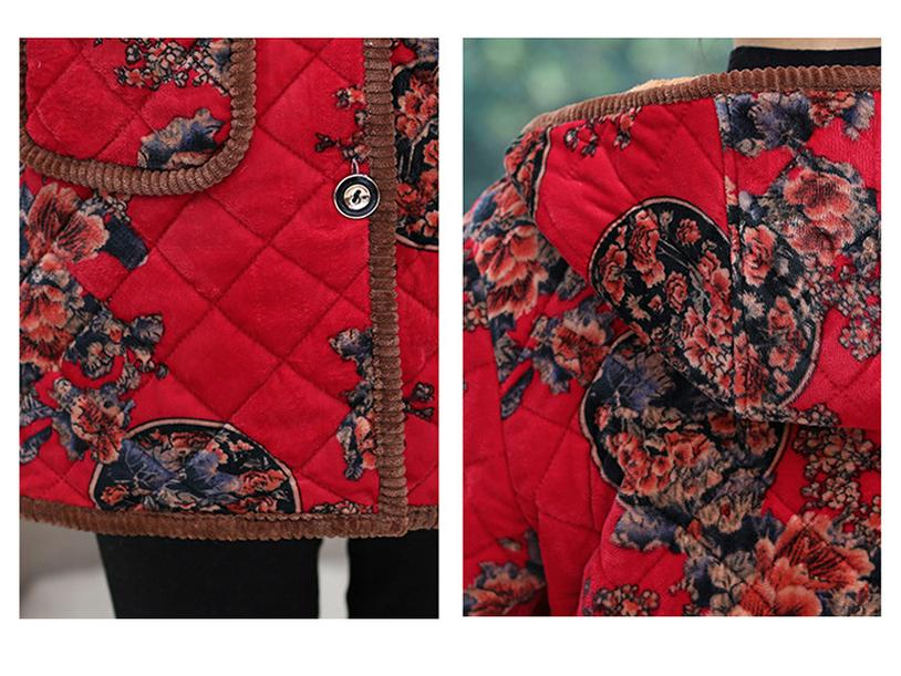 Fleece-Lined Hooded Cotton Jacket for Middle-Aged and Elderly, Plus Size Winter Coat, New Style.