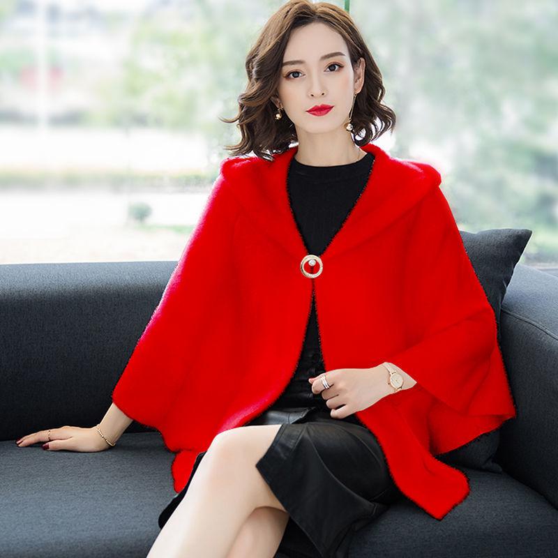 Cape Schal Damen kurze Herbst und Winter dicke Strickjacke Mantel Schulter weibliche gestrickte Pullover