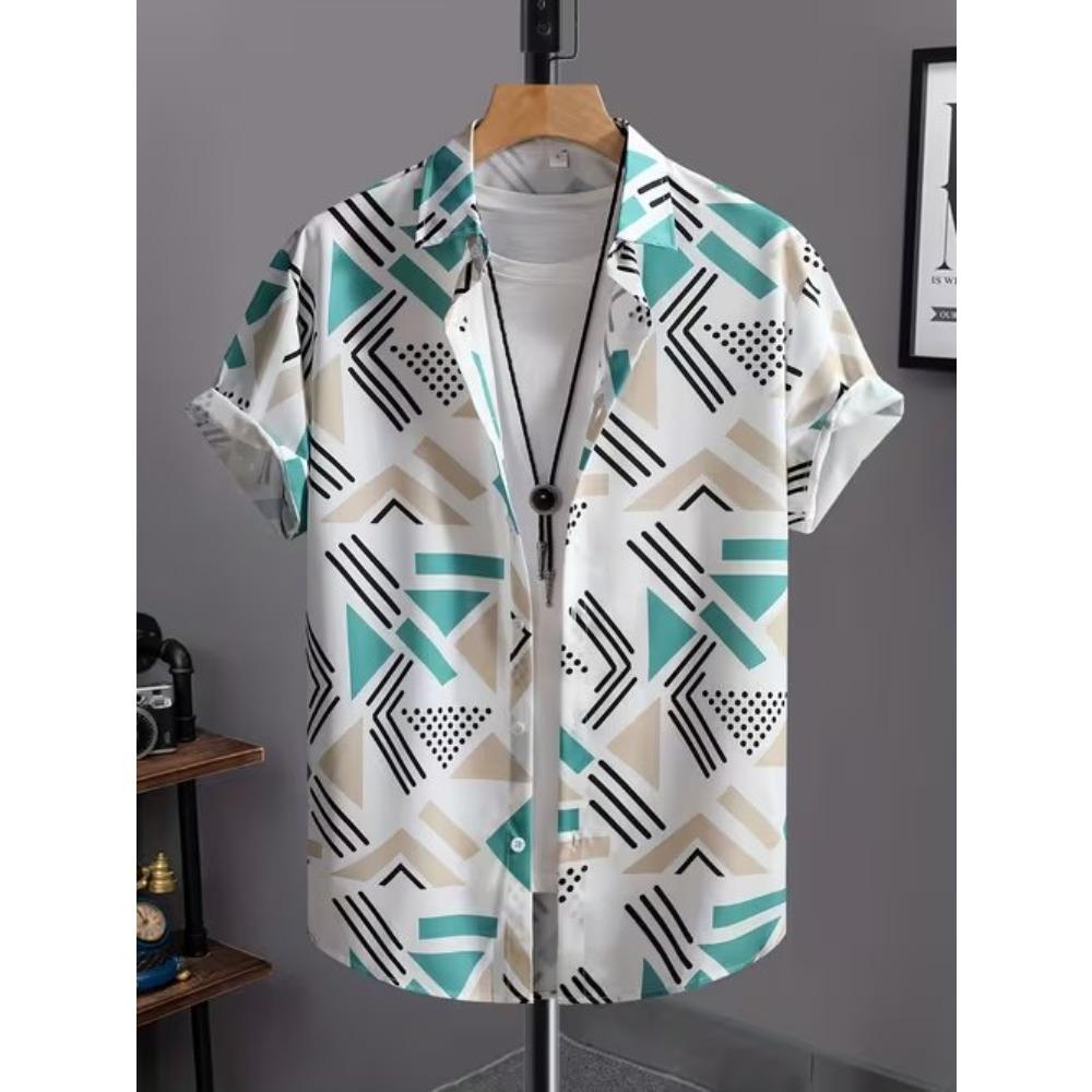 

Men s Retro Fashion Pattern 3D Print Shirt Button Up Shirt Casual Shirt Summer Shirt Short Sleeve Daily Vacation Clothing 8XL чирок зелений колір