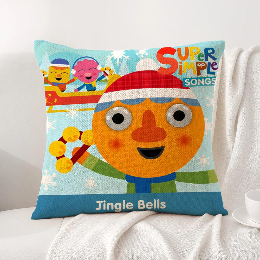 Cartoon Noodle Pals Cushion Cover Natural Linen Organic Fabric DoubleSided Printing Sofa Home Decor Breathable Bed Pillow