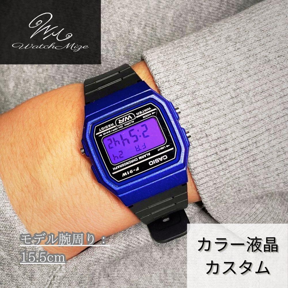 CASIO LCD base Purple LCD Custom Color Custom F-91WM-2AJH (base) watch
