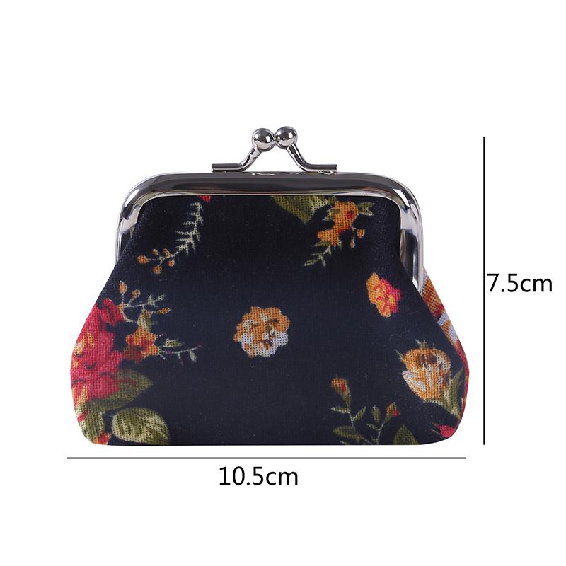 Rose Pattern Canvas Mini Coin Purse Women Small Change Wallet Cute Zipper Coin Bag For Girls Kids Fashion