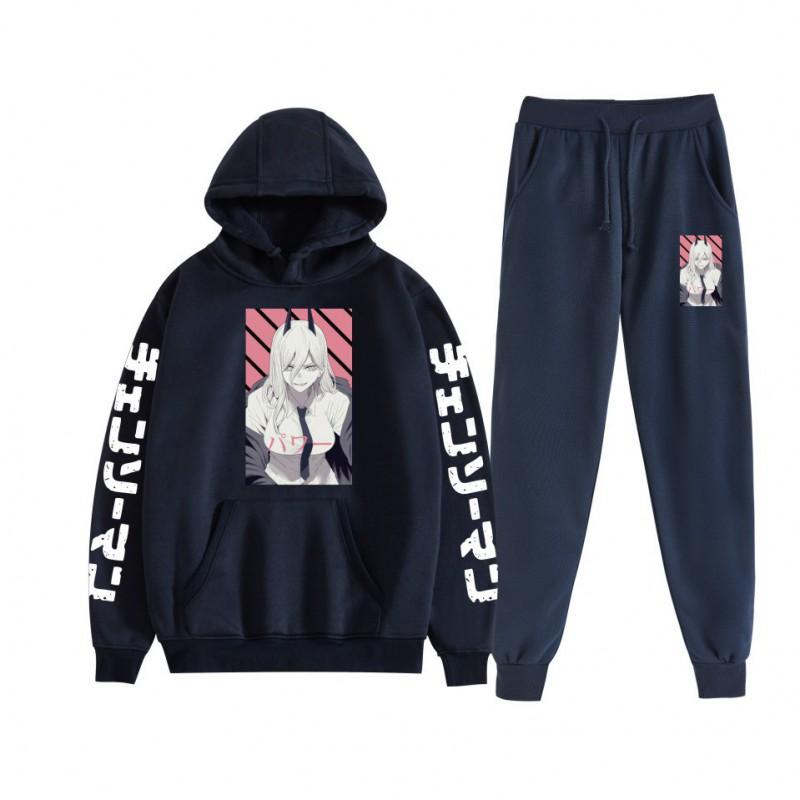 Chainsaw Man Couples Hoodie Sweatpants Set Long Sleeve Casual Outfit Men Women