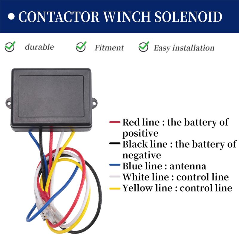 Relais Contacteur Solénoïde de Treuil 12V 500A + Kit Télécommande Sans Fil pour Treuil pour Camion Jeep ATV 5500-12000Lbs (500A)-M53K