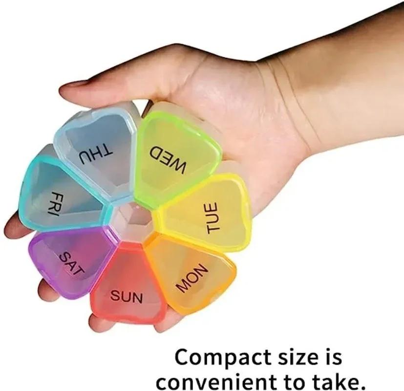 7 Days Medicine Pill Box Mini Round Portable Travel Storage Vitamin Box Sort Tablet Holder Organizer Container Cases