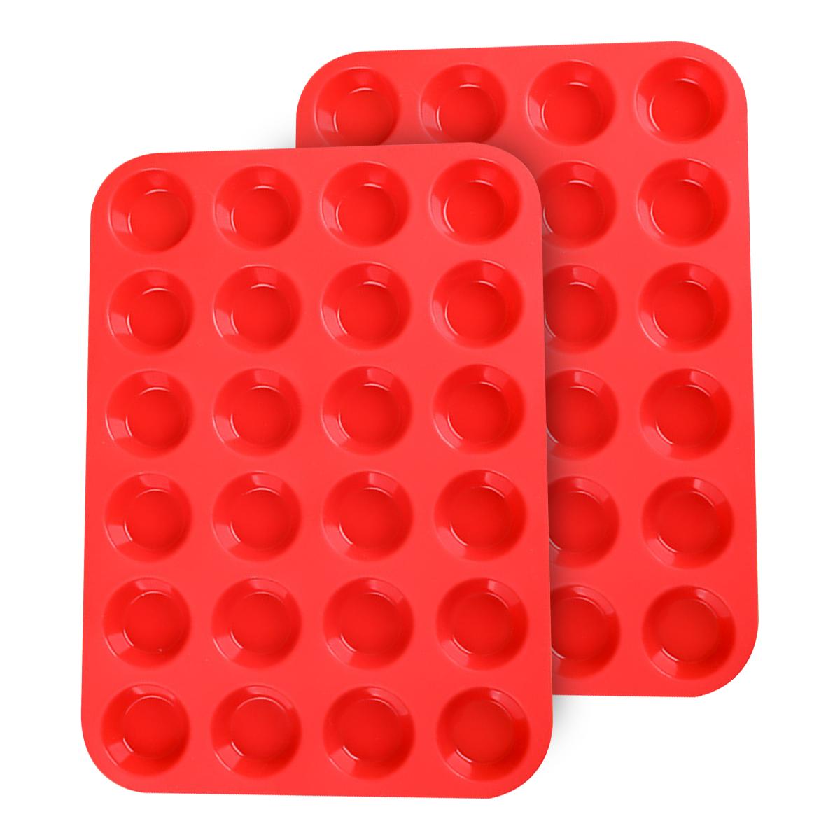 

Leeseph силиконовые мини-формы для кексов, 24 чашки, антипригарная форма для выпечки кексов, тартов, хлеба