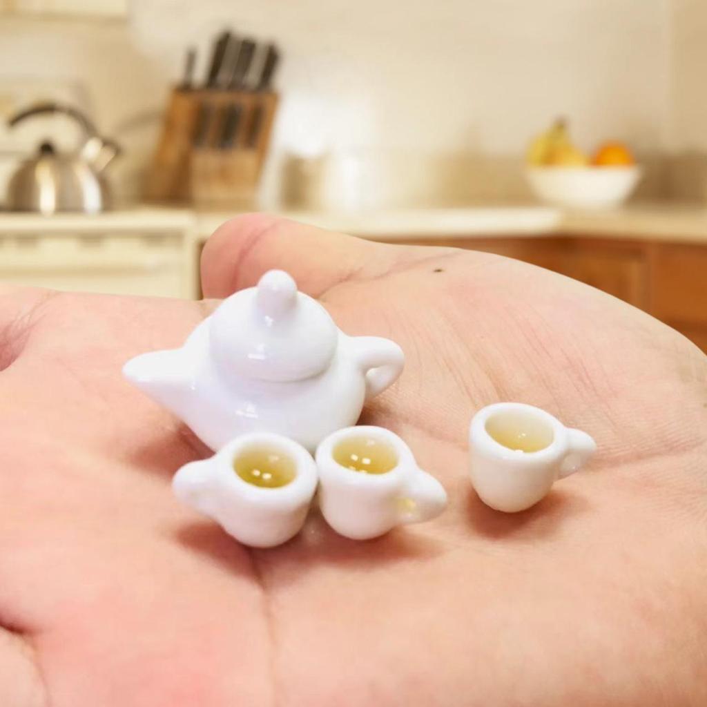 1:12 Dollhouse Miniature Ceramic Teapot for Display or Photography Scene