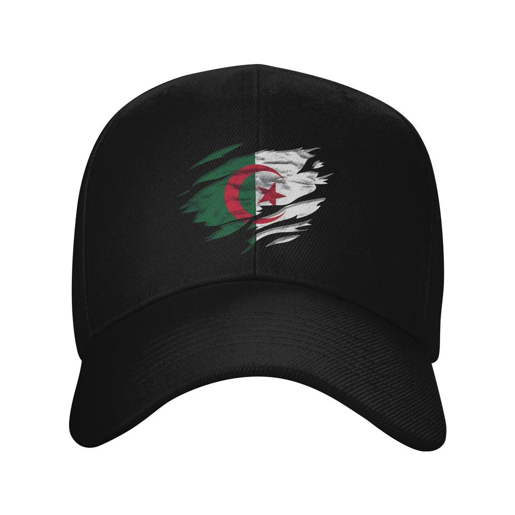 Summer Casual Baseball Cap Ripped Rip Open Algeria Flag Hiking Fishing Trucker Hat For Unisex Unisex SunProof Trendy Baseball Cap