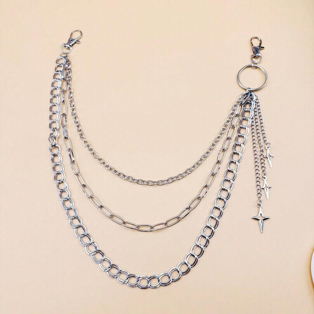 European and American Jewelry Hollow Cross Awl Pendant Trouser Chain New Star Waist Chain Multi-Layer Decoration