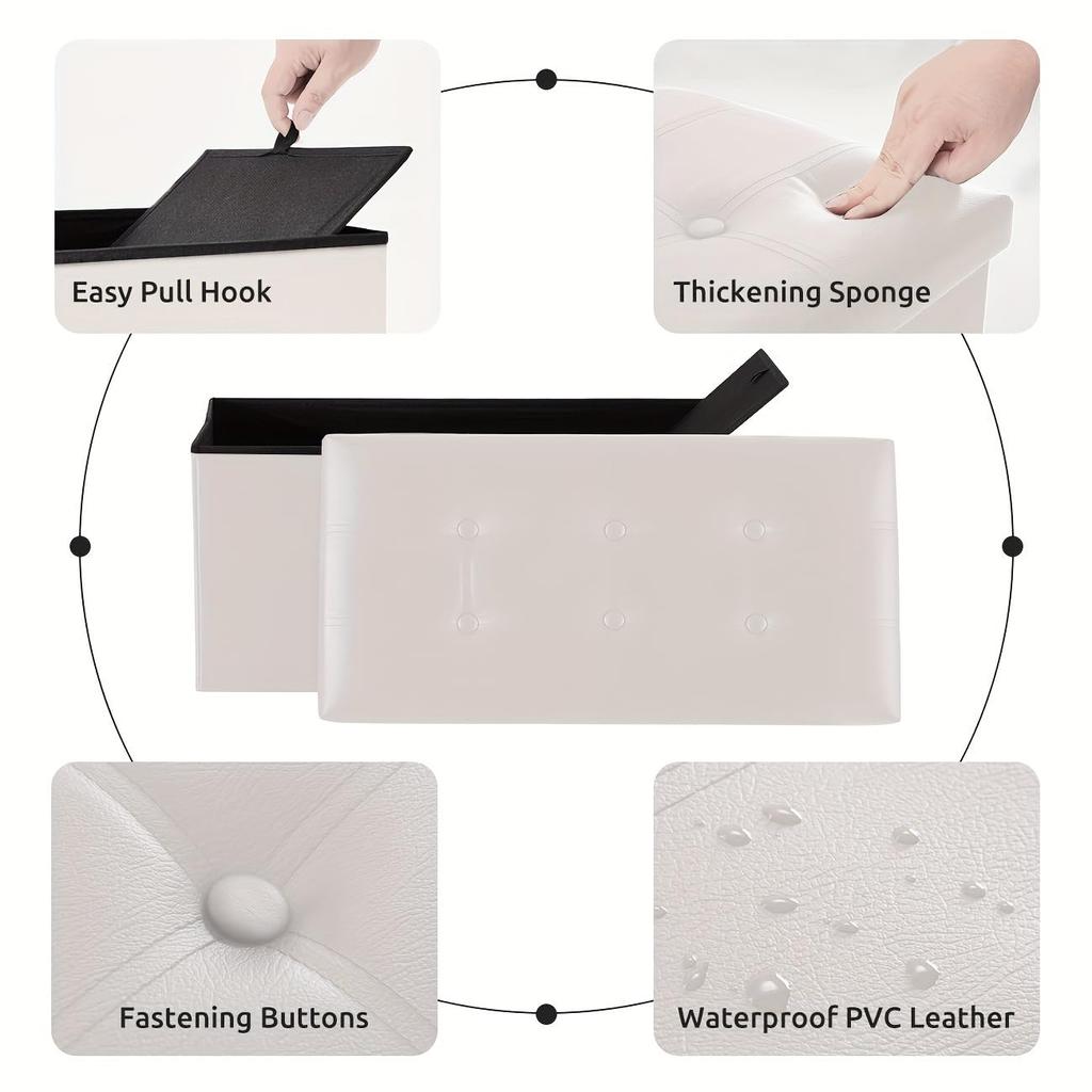 YOUDENOVA Skládací úložný prostor s otomanem a stupínkem Vhodné pro obývací pokoje a PU 160 kg Nosnost Stolička, Dvojsedák, Úložný prostor, Podnožka, Stolička, Pokoje,