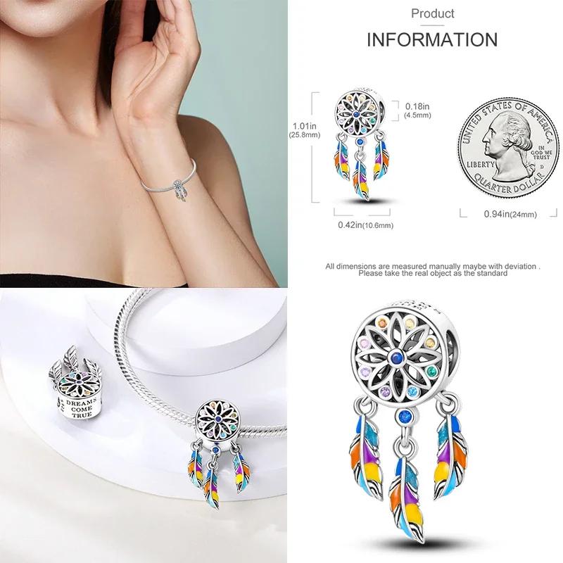 925 Silber Glühwürmchen Libelle Eule Anhänger Kleeblatt Herz Zirkon Farbperle für Original Armband Anhänger Schmuck