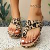 New Summer Women's Fashion Leopard Print Wedge Sandals Comfortable Thick Sole Beach Style Leopard Shoes
