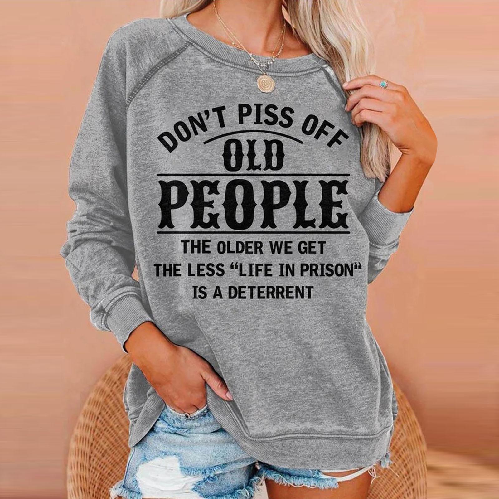 

Fashion Women Long Sleeve Blouse Letters Printing Pullover Sweatshirt L