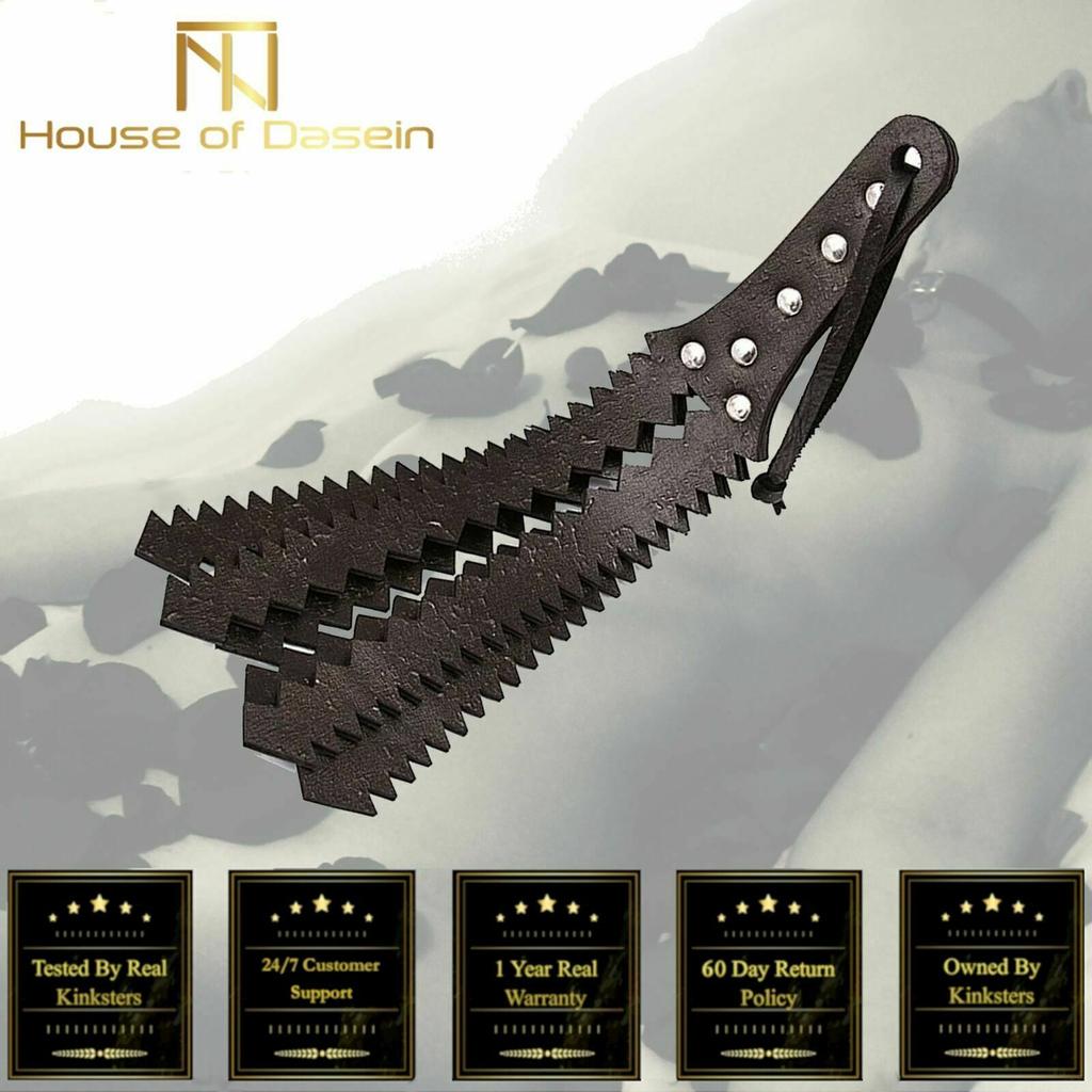 Sawtooth Spanking Whip Genuine Leather Double Row Paddle Paddles