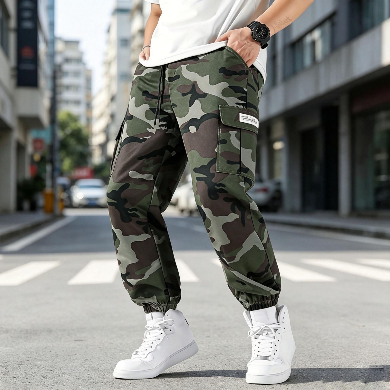 Men s Cargo Pants with Multiple Pockets Joggers Casual Athletic Tapered Sweatpants L