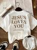Jesus Liebt Dich Christliches T-Shirt Bibelvers Grafik-T-Shirt Inspirierendes Glaubensbasiertes Oberteil Religiöse Sommerkleidung für Unisex Unisex