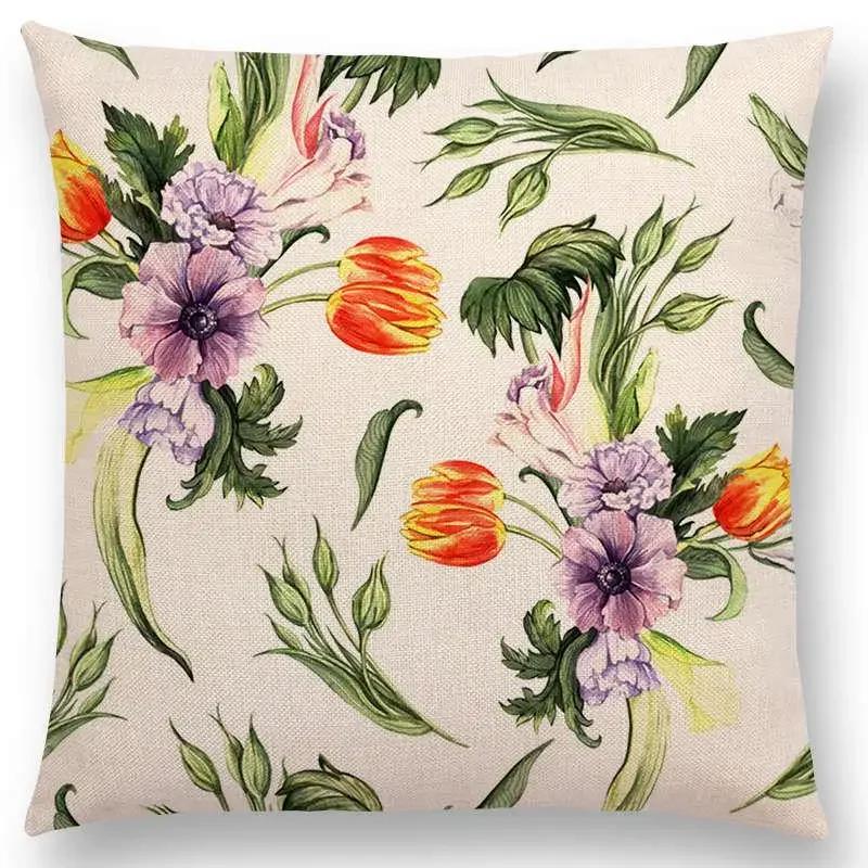 Lovely Birds Flowers Plants Sofa Pillow Case Hummingbird Rose Raspberries Lemon Dill Clove Almonds Cushion Cover