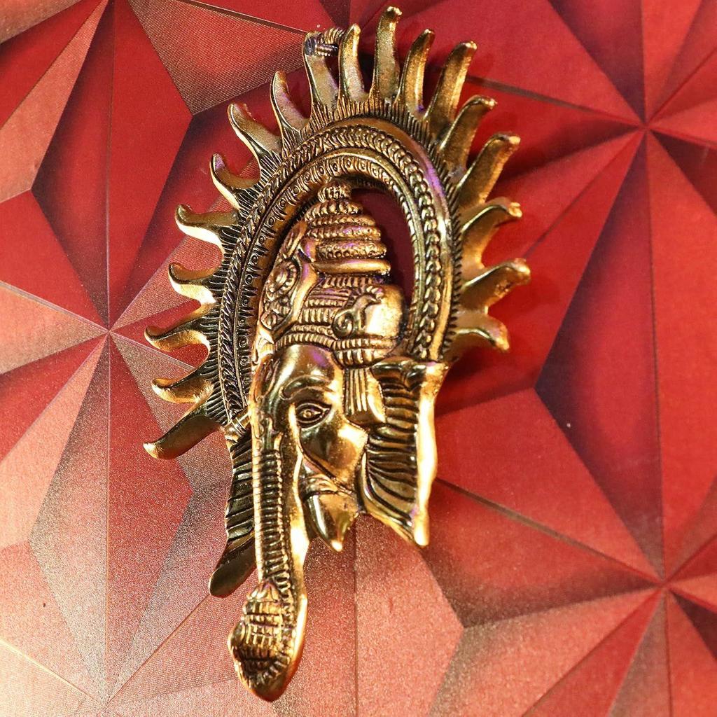 Metal Ganesha Ji Statue,Ganpati Wall Hanging Sculpture Lord Ganesh Idol Lucky Feng Shui Wall Decor Your Home,