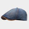 Fashion Washed Denim Beret Hat Vintage Short Brim Peaked Cap Adjustable Newsboy Cap Unisex