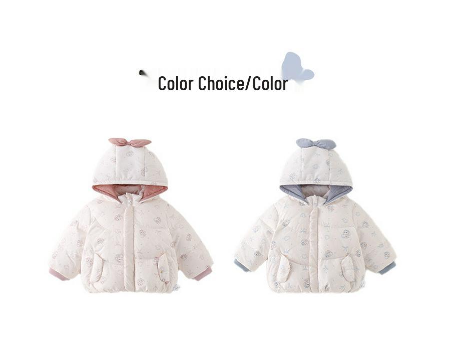 Stylish Hooded Down Jacket for Infant & Toddler Girls - Thickened Winter Coat with 90% White Duck Down