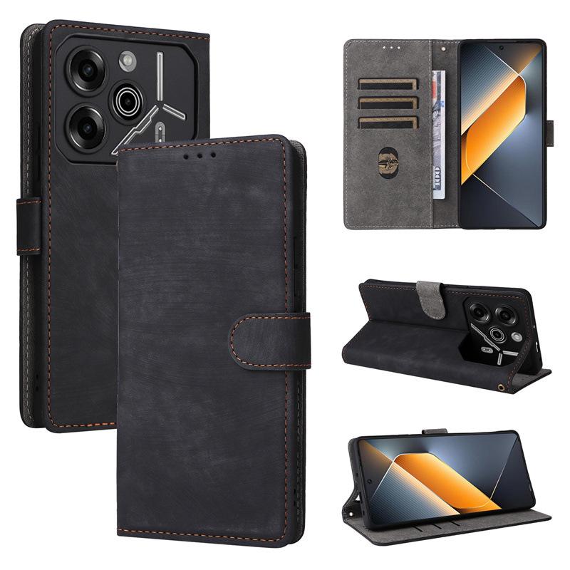 Чехол-книжка для Tecno Pova 6 / Pova 6 Pro из искусственной кожи с полной защитой корпуса [блокировка RFID] Чехол-кошелек