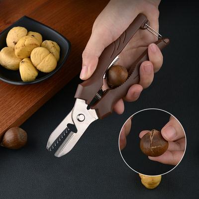 Multipurpose Chestnut Scissors Peeler Chestnut Shell Peeling Leather Clip Cross Cutting Knife Chestnut Peeler for Kitchen Tools