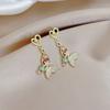 French Retro Court Style Fringed Love Colored Diamond Butterfly Stud Earrings For Women, Beautiful And Quaint Fashion Trendy Earrings For Women