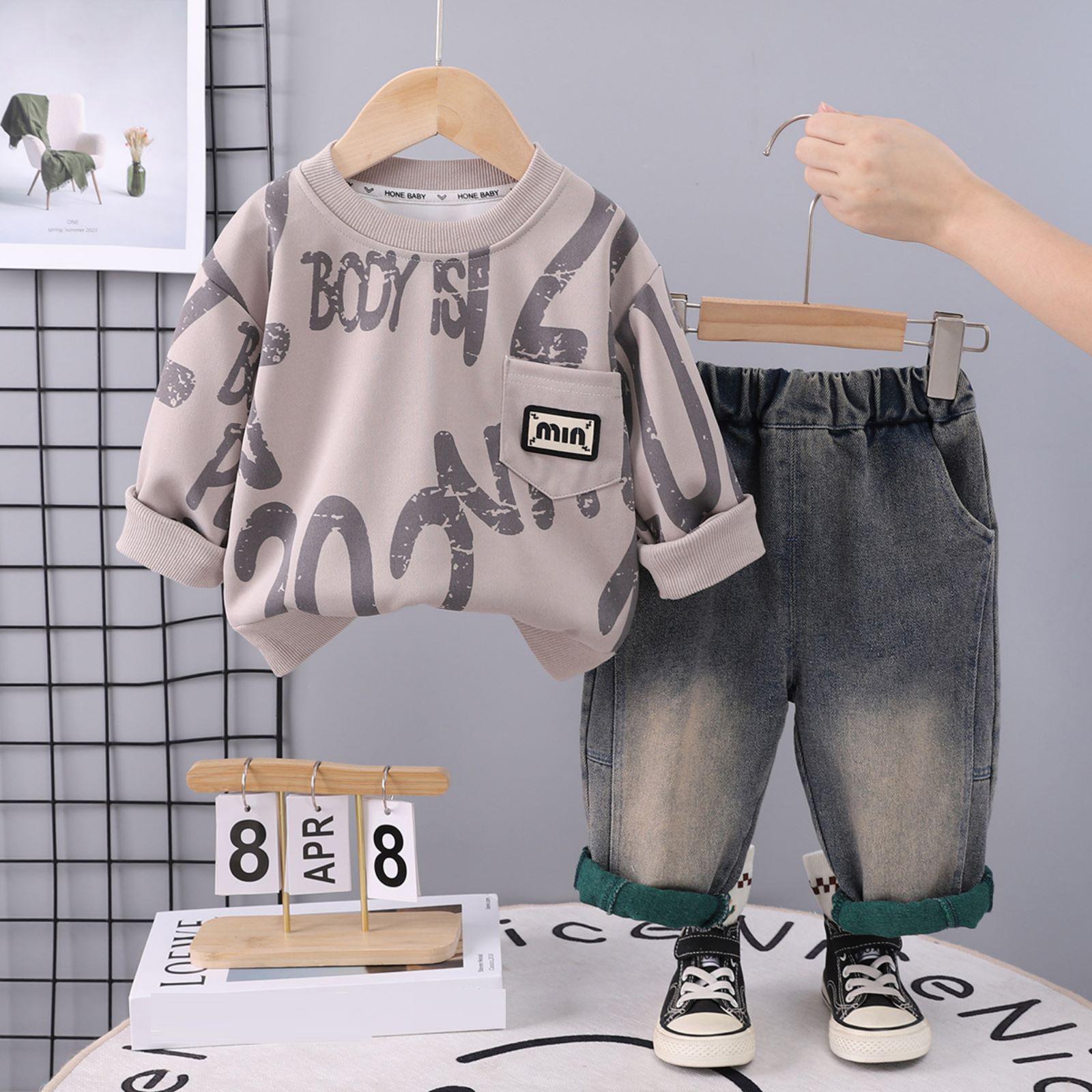 

Kids Casual Long-Sleeve Set, Comfortable Daily Wear Outfits 90