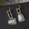 Retro Trapezoidal Turquoise Jadeite Earrings, Stylish Asymmetrical Earrings for Women