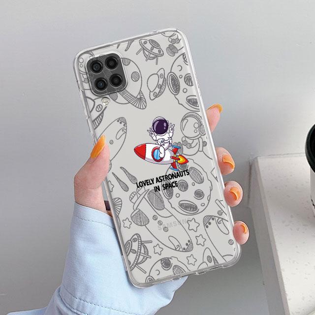 Astronauten Kosmonaut Niedliche Klare Hülle Für Samsung Galaxy A52 A12 A51 A32 A21s A71 A32 A22 50 A70 A31 A72 5G Handyhülle