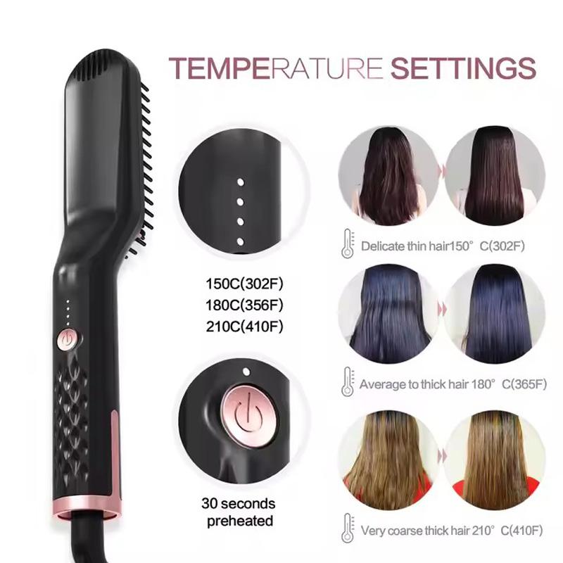 Professional Electric Hair Straightening Brush Rotating Hot Comb For Man's Beard Straightener Ionic Smoothing Styling Brushes