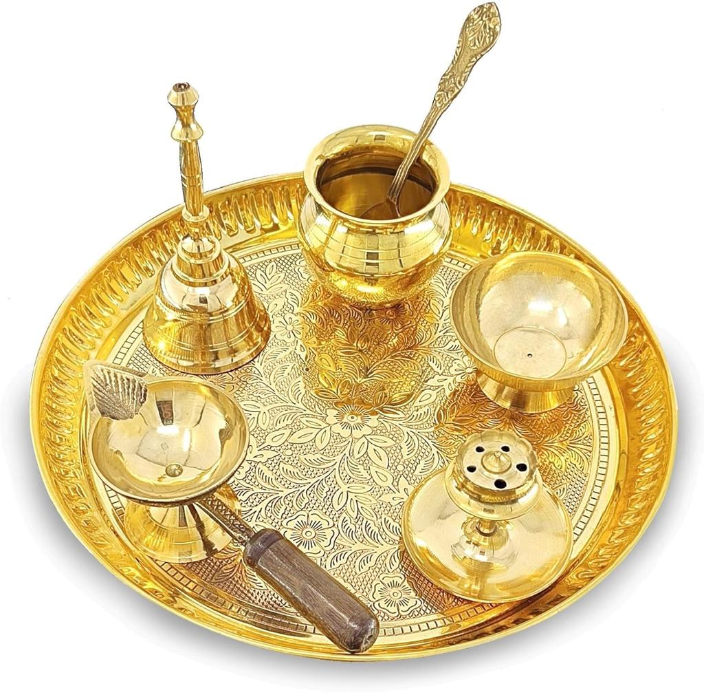 Brass Pooja Thali Set 20.32CM