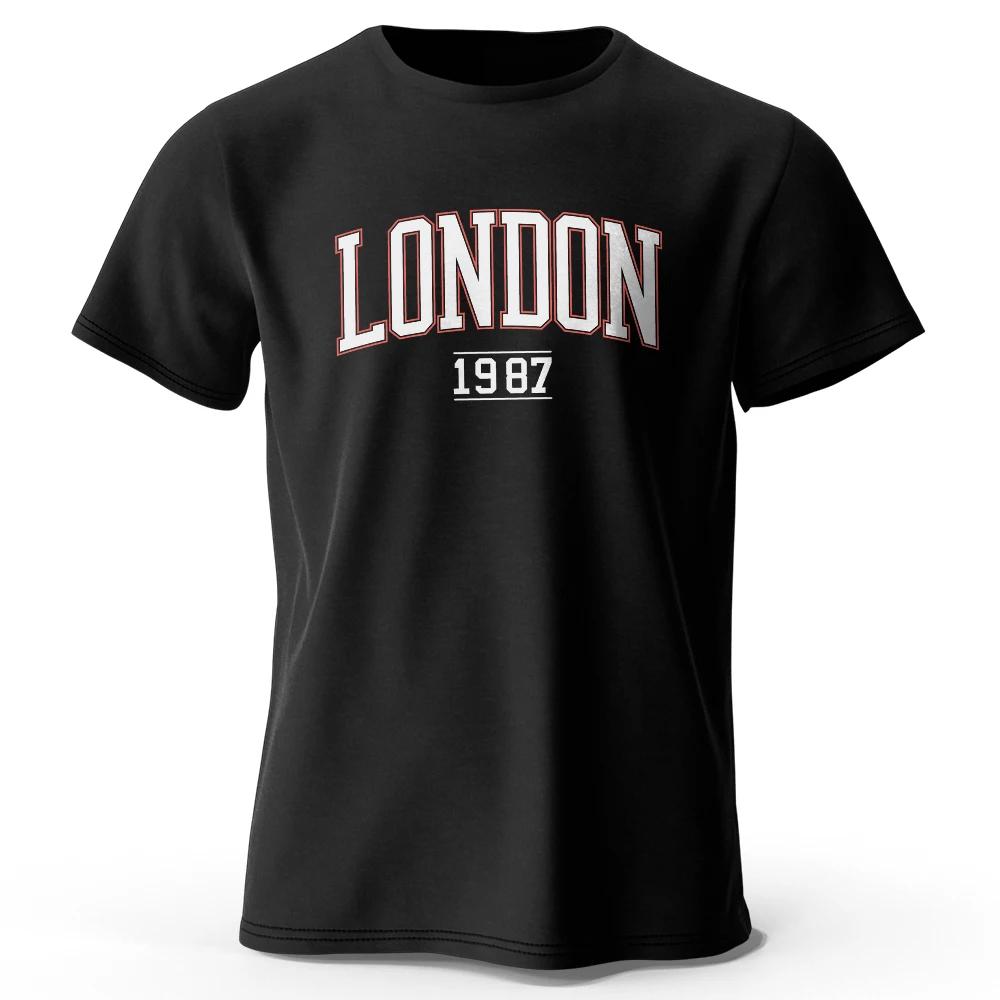 Mens London 1987 Vintage Tshirt Sport 100 Cotton Print Oversized Tees for Men Women Sportswear Tops