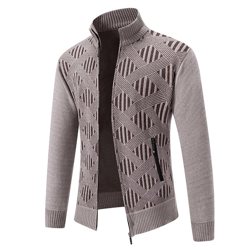 Autumn Winter Stand Collar Knit Cardigan Men Korean Style Warm Casual Men's Knitted Sweater Coat