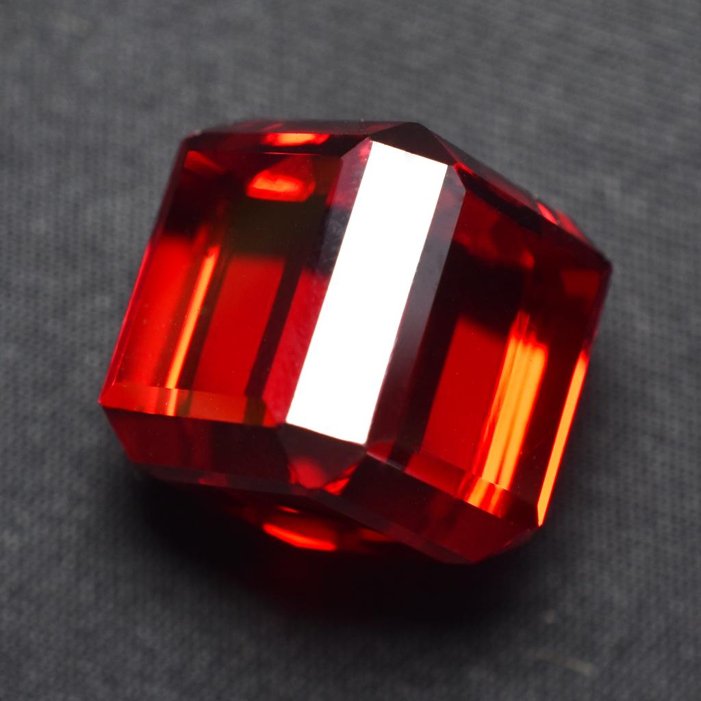 Lab-Created Red Ruby Loose Gemstone Cube Cut 51 ct for Jewelry Making and Gem Collections
