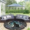 1 Piece Mystical Moon Black Cat Tent Footprint Outdoor Round Carpet Floor Mat Doorway Decorative Carpet Outdoor Patio Camping Carpet Living Room