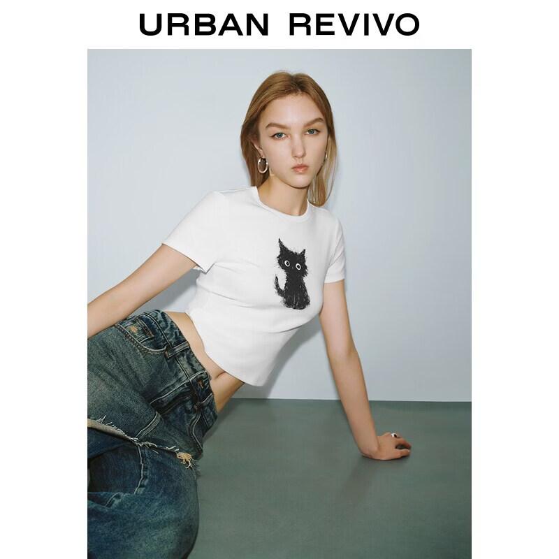 UR2026 Women s Contrast Color Pattern Short Sleeve T-Shirt L